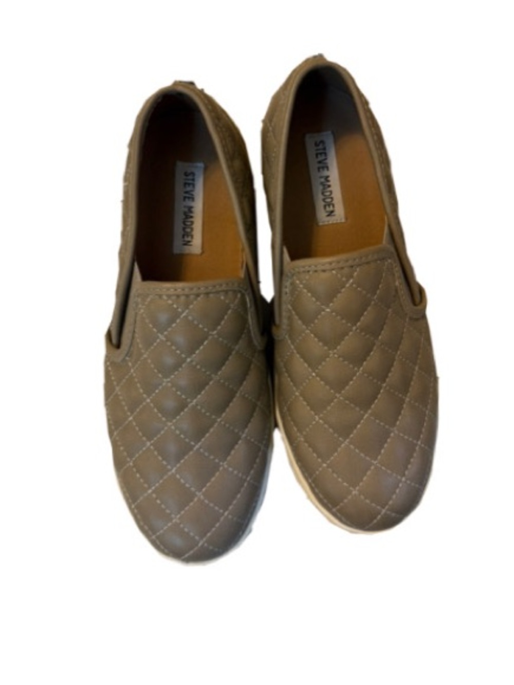 Steve Madden Quilted Slip-On Sneakers in Taupe Gray